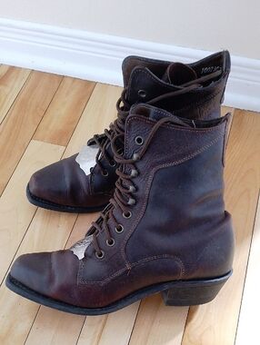 Vintage Biltrite Silver Rebel leather lace-up kiltie cowboy work boots